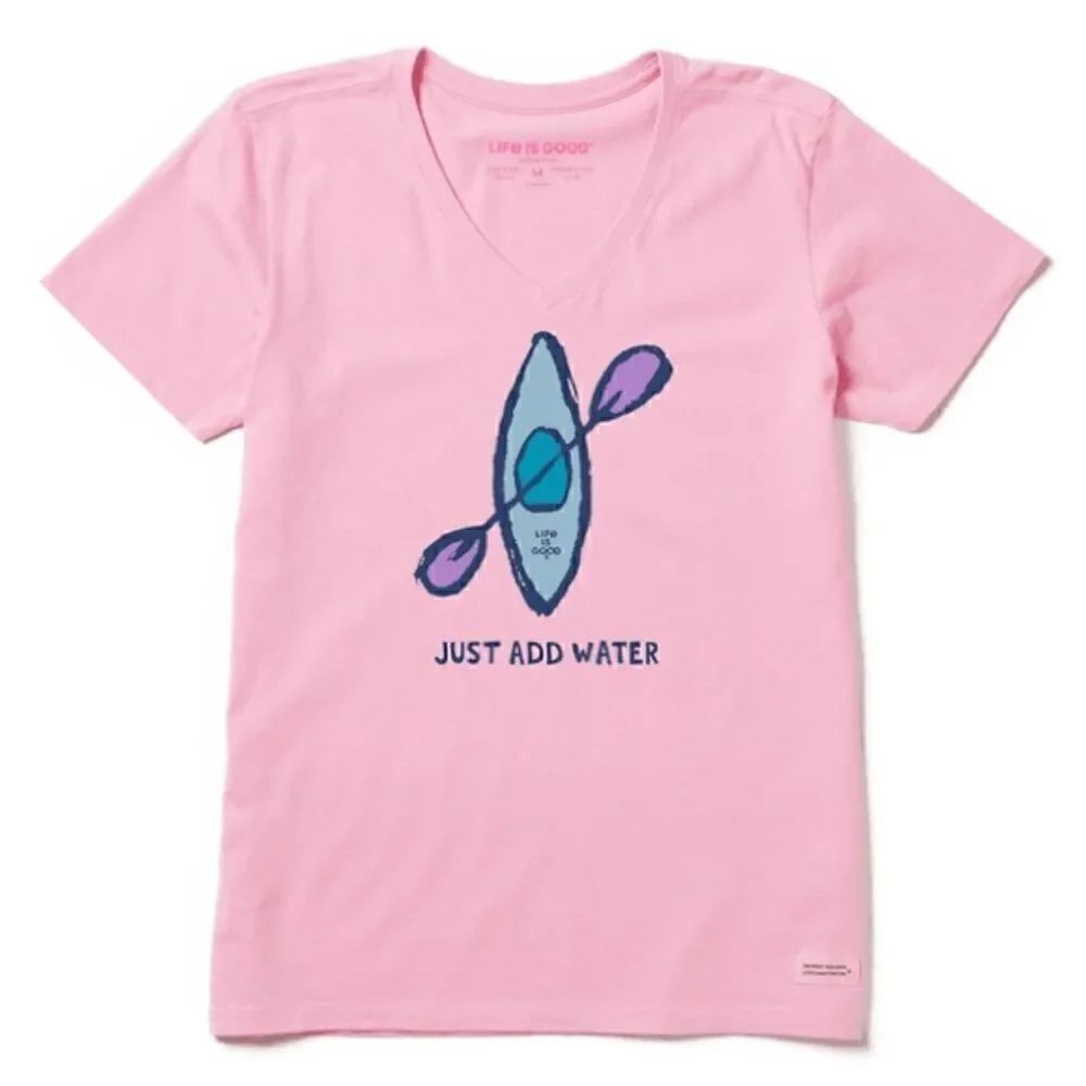 Life is good JUST ADD WATER KAYAK SHORT SLEEVE VEE | TEE PINK